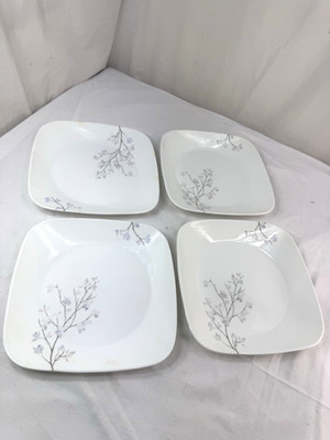 4 Corning Corelle Jacaranda Salad Luncheon Plates Square 9'' Lavender Floral FrSh