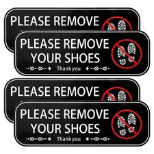 4Pcs Please Remove Your Shoes Sign, Self-Adhesive No Shoes Sign for House, Re...