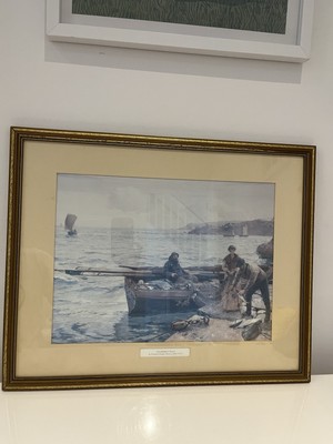 Krabbenköder von Charles Napier Hemy Vintage gerahmte Kunst selten