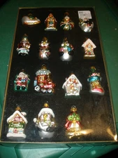 QVC Lot of 15 Glass Ornaments 2" in Box