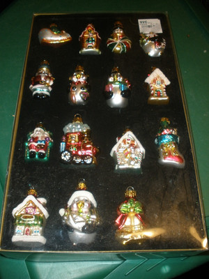 QVC Lot of 15 Glass Ornaments 2'' in Box