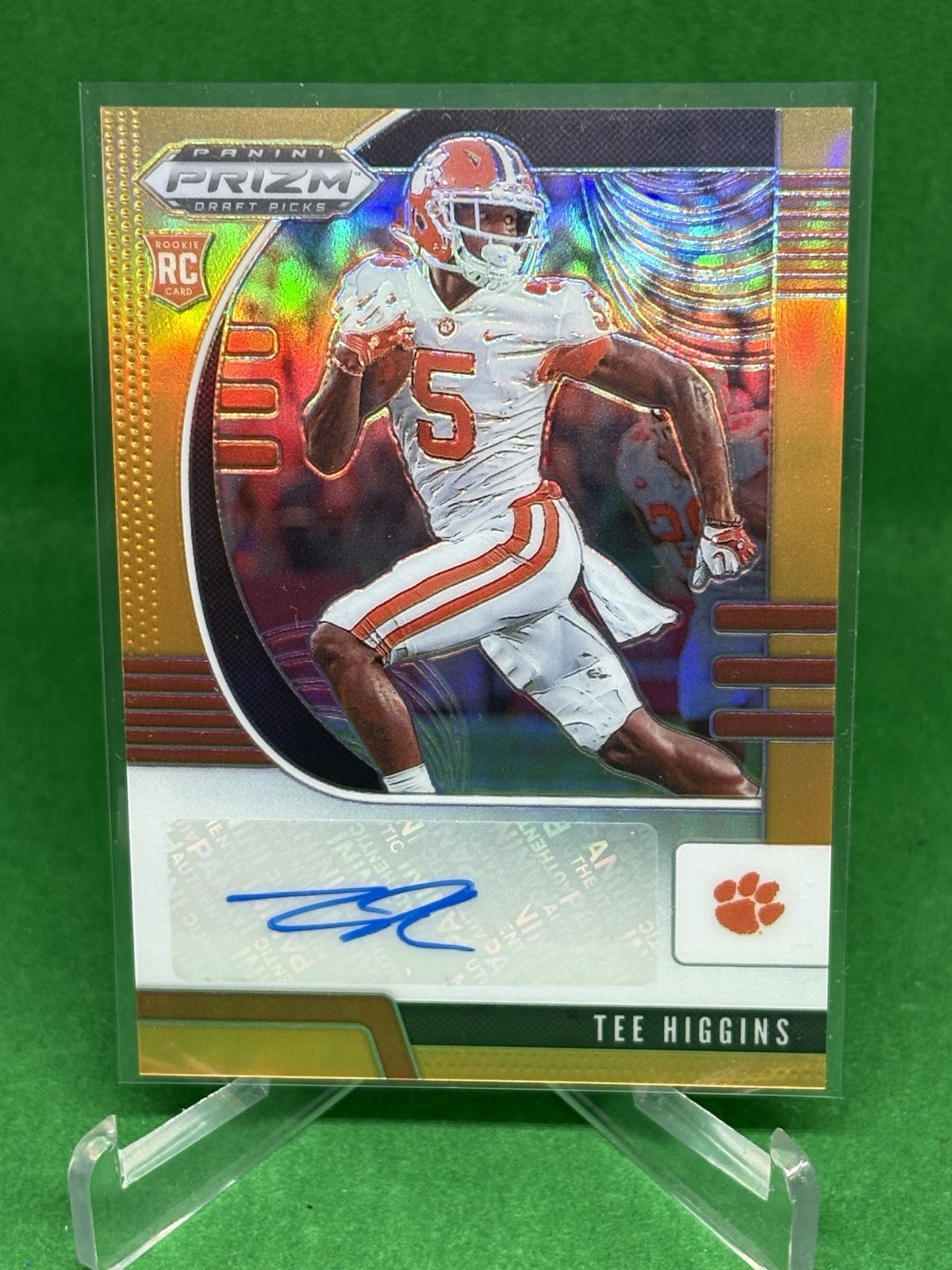 Tee Higgins 2020 Panini Prizm Draft #107 Neon Orange auto /149 Clemson Bengals