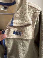 REI Co-op Kids XS Fleece Jacket Green Cream Blue Full Zip