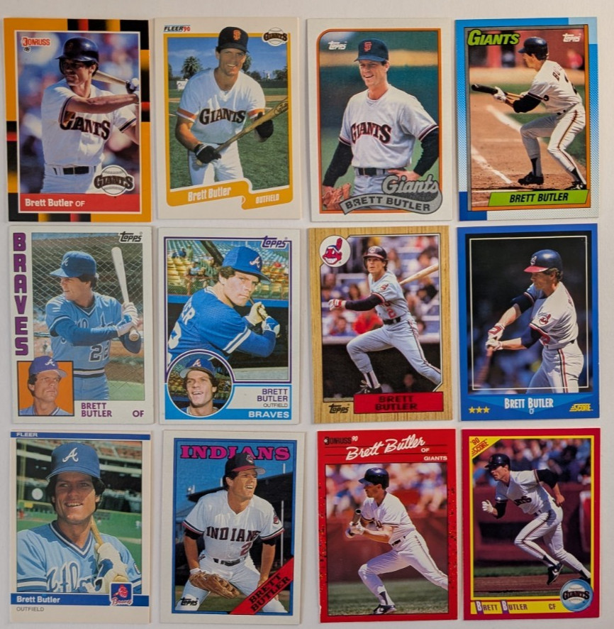 Brett Butler 12 Card Lot 1983-1991 Giants Braves Indians Orange Donruss Baseball