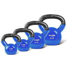 Yes4All Kettlebells 10 15 20 25 Lbs Set Weight Vinyl Coated Cast Iron For