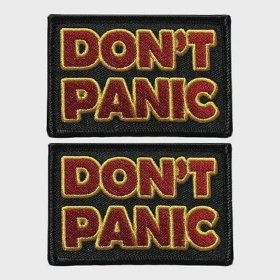Don't Panic Funny Patch Set - 3x2 Inch Iron-On or Sew-On Embroidered Patches