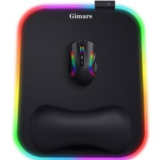Gimars RGB Mouse Pad with Wrist Rest Support, 12 x 10 in Extra Large Ergonomi...