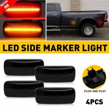 Front & Rear Fender Side Marker Lamp Smoke Housings For 10-18 RAM Double Wheel
