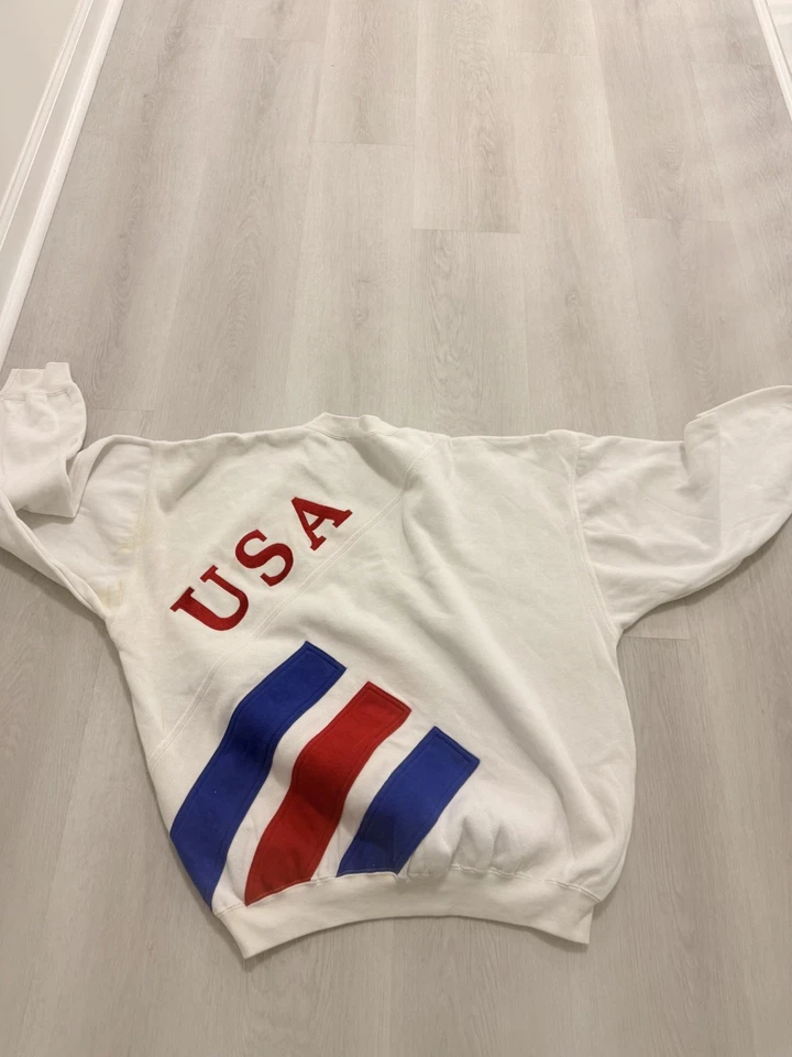 VTG 90s USA WORLD CUP 1992 TEAM ADIDAS SWEATSHIRT WHITE SIZE M SOCCER FOOTBALL - Image 4 of 4