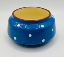 Vintage Royal Watcombe Pottery Blue with White Polka Dot Milk Sugar Bowl - VGC