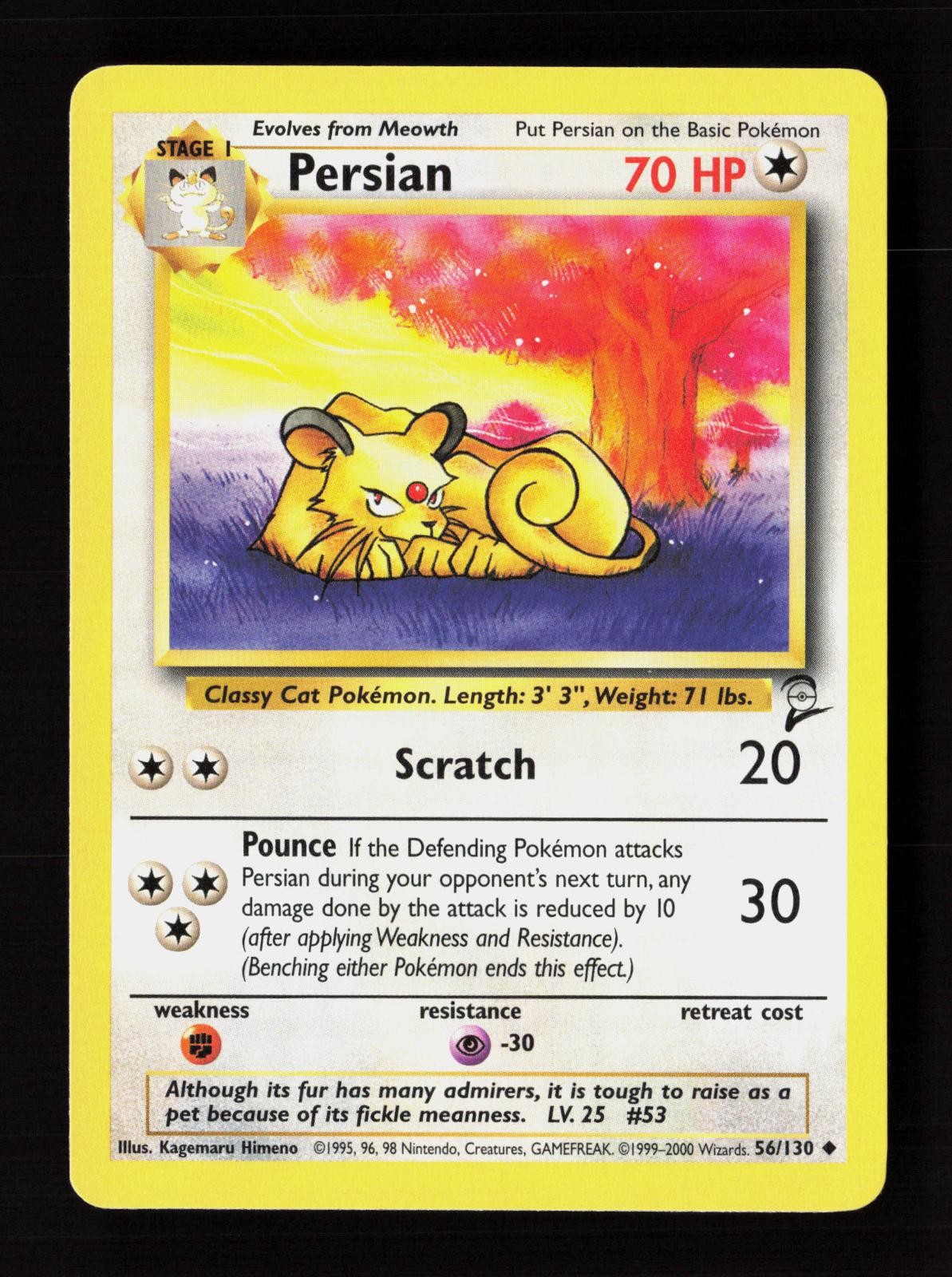 Persian 56/130 Uncommon Base Set 2 Pokemon Lightly Played