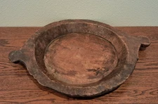 Antique Primitive Round Wooden Bread Dough Kneading Board