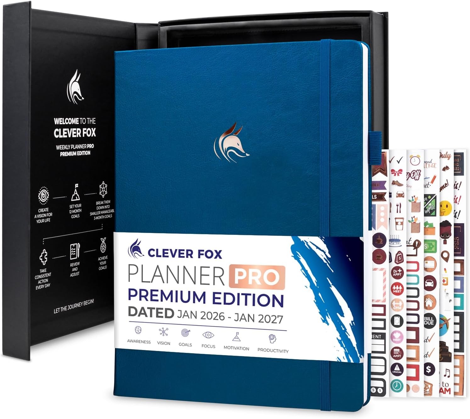 Clever Fox Planner PRO Premium Jan 2026-Jan 2027 – Luxurious Weekly, Monthly &
