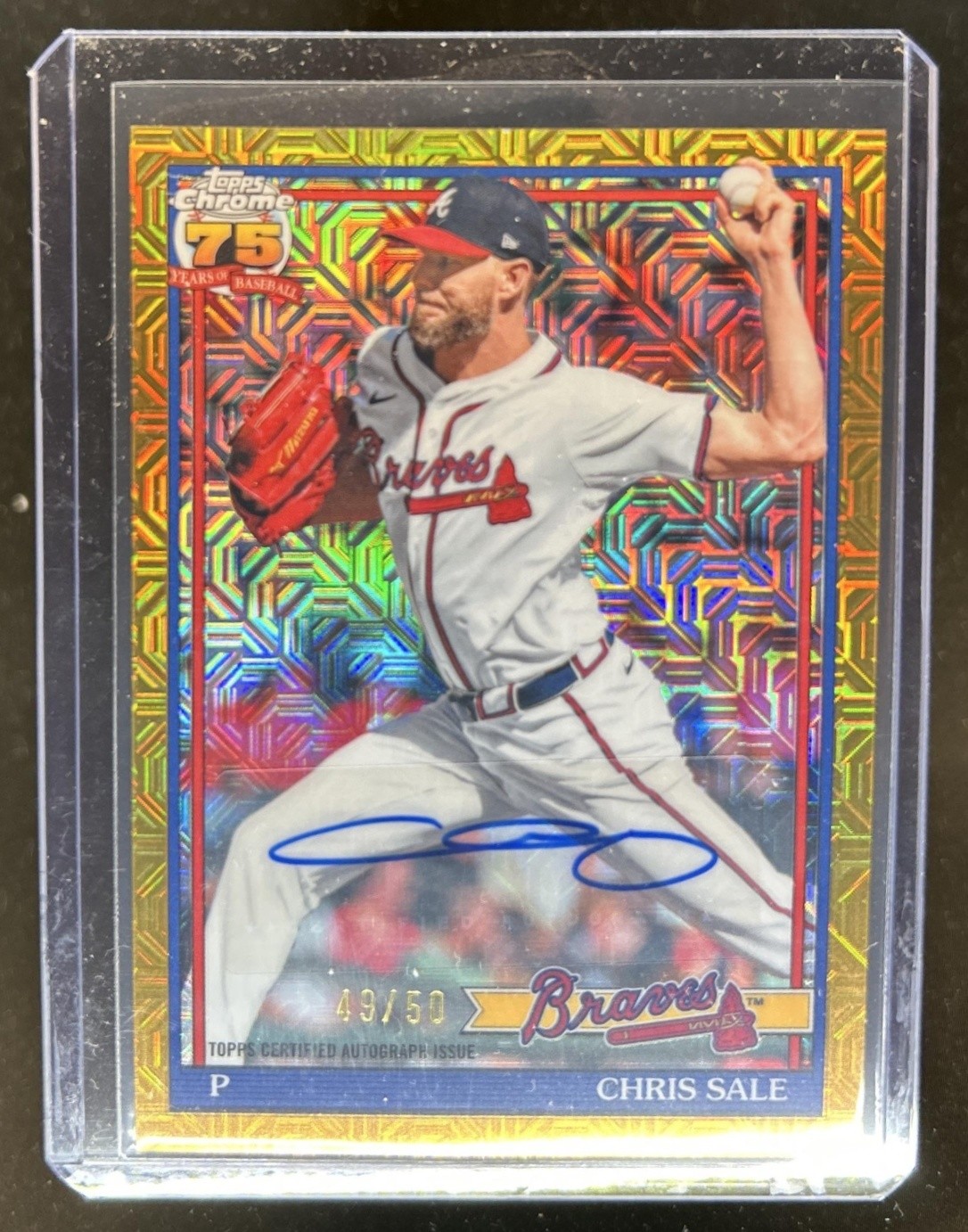 2026 Topps Chrome Chris Sale 75th Diamond Auto Gold Refractor SP #/50 Braves view 1