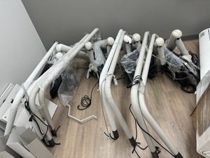 Adec monitor with TVs Lab Articulating Mounting Arms and Hardware Set