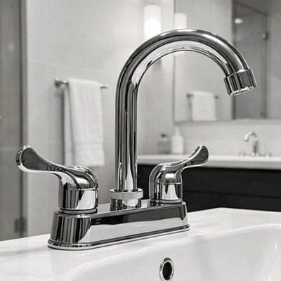 4'' Chrome / Black RV Bathroom Sink Faucet 3Hole 4in Centerset Vanity Mixer