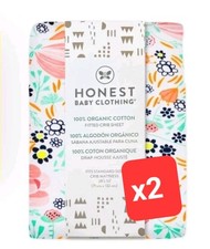 2- Honest Baby 100 Organic Cotton Fitted Crib Sheet Girl Flower Power Free Ship