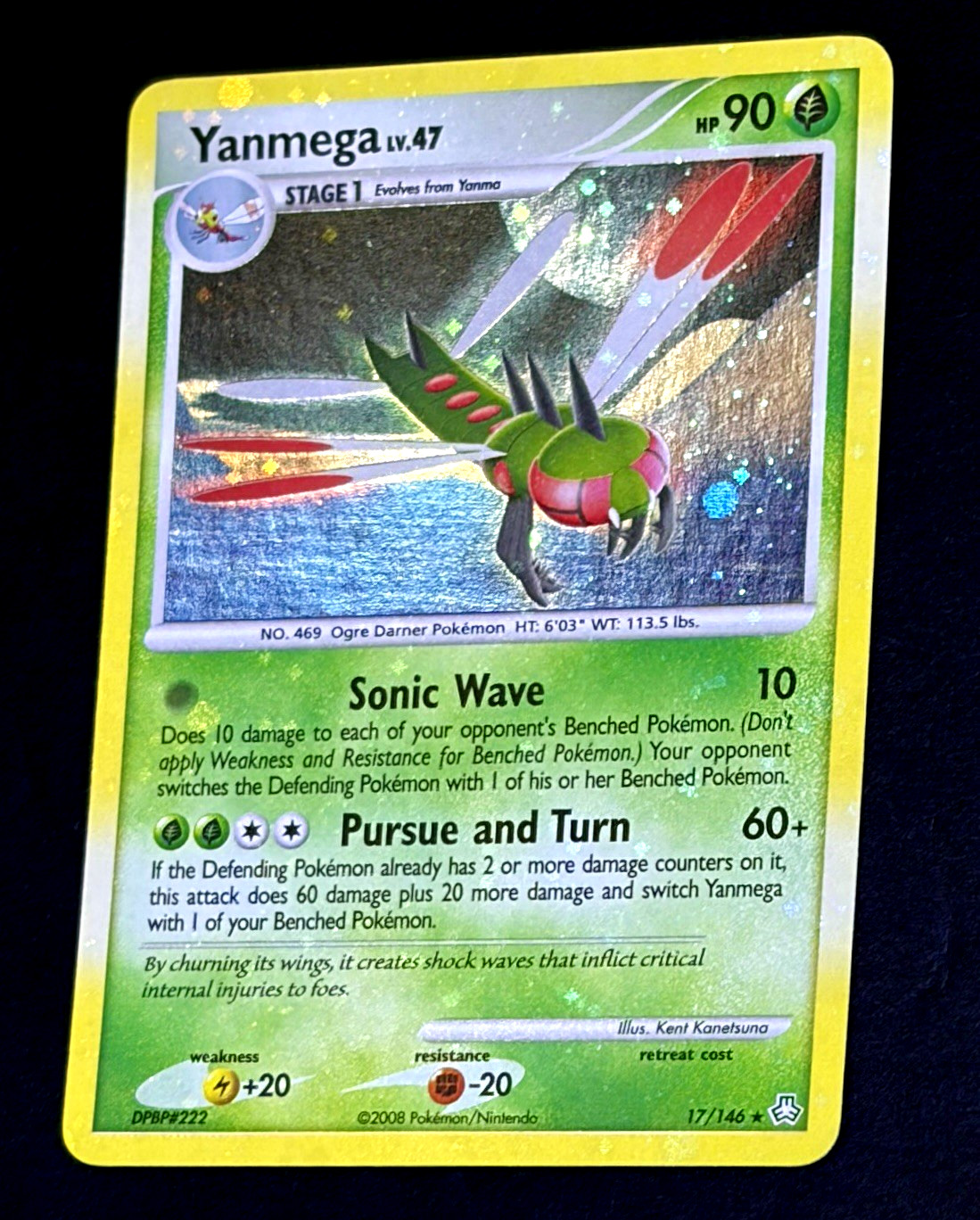 2008 Pokemon YANMEGA Legends Awakened Set COSMOS HOLO Diamond Pearl Card 17/146