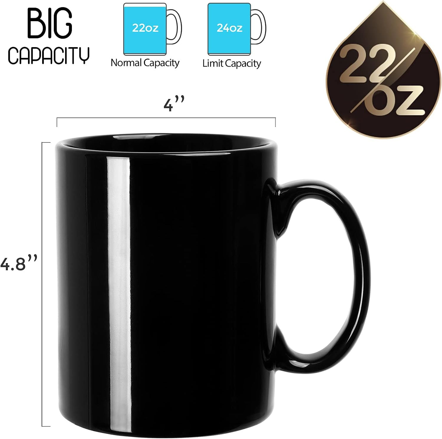 22 OZ Extra Large Coffee Mug, Smooth Ceramic Boss Giant Tea Cup Big Capacity alternate view