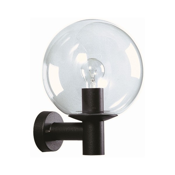 AußEnwandleuchte Typ Nr. 0639, Mit Glaskugel Ø 25Cm, E27, Schwarz Matt / Klargla-image