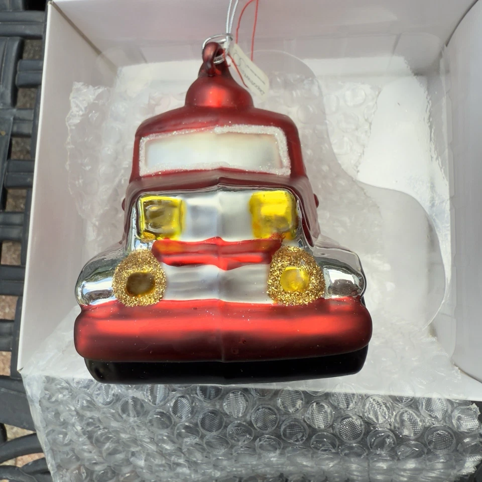 De Colección Años 90 Departamento 56 Vidrio Mercurio Deportivo Vehículo Utilitario Adorno Grande Coche Rojo Brillante Foto 3 de 4