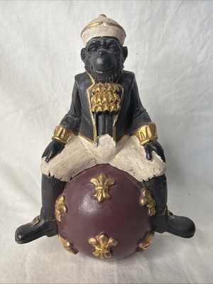 Vintage Sterling Industries Chimpanzee Ape Monkey On Ball Fleur De Lis 7.5 