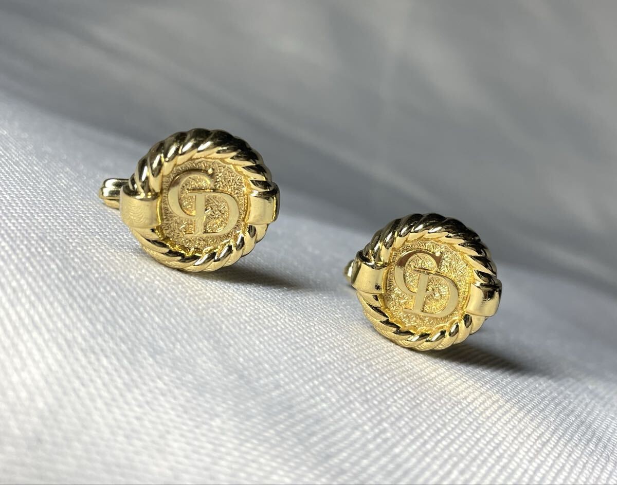 Christian Dior Cufflinks CD Logo & Side Design Vintage Gold Men's thumbnail 11