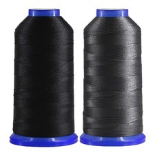 2600Yards / Black  Grey Pack of 2 Tex 90 Bonded Nylon Thread for Leather S...