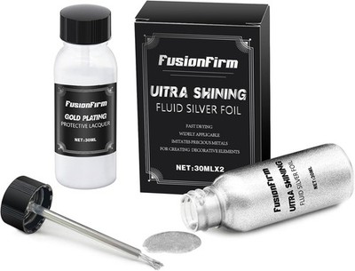 Liquid Silver Leaf Paint Kit - Alcohol-Based Quick Dry Ultra Shiny Metallic