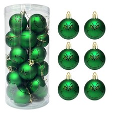 Grinchs Christmas Tree Balls Decorations - 24 Pcs 1.6 Inches Grinchs Xmas Tre...