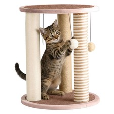 Cat Scratching Post - 3 Scratcher Posts with Carpeted Base Play Area and Perc...
