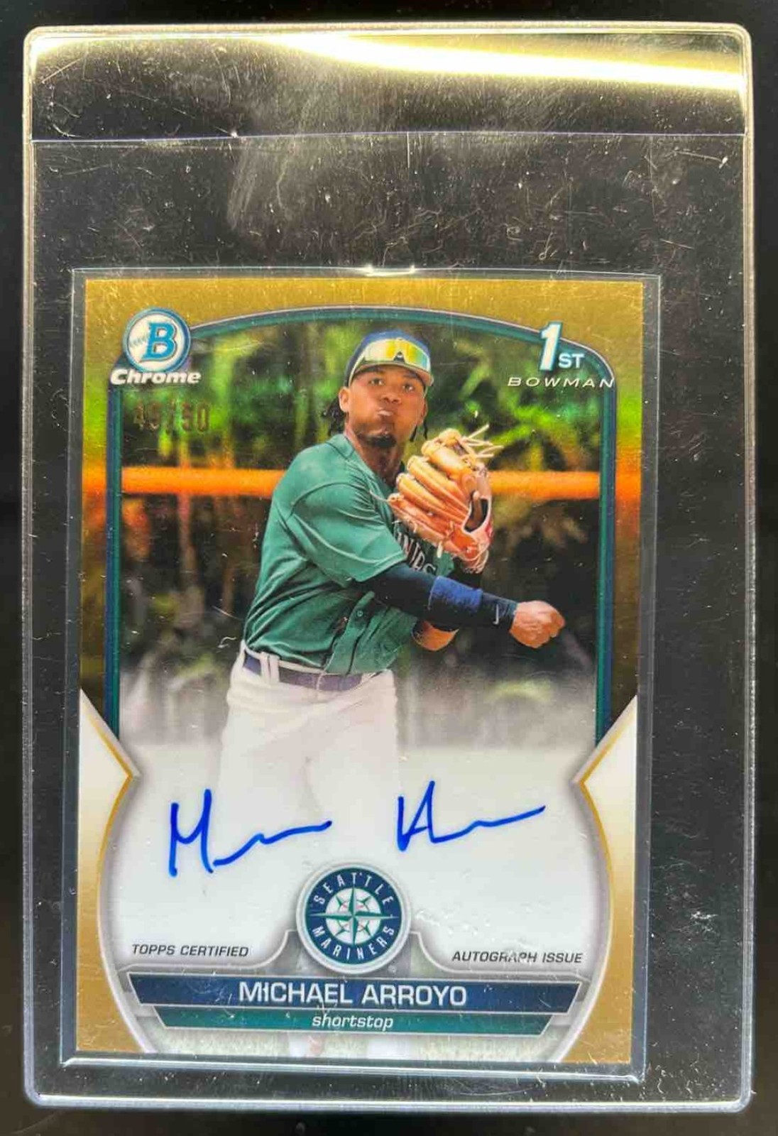 2023 Bowman Michael Arroyo Chrome Auto Gold Refractor 1st #/50 Mariners