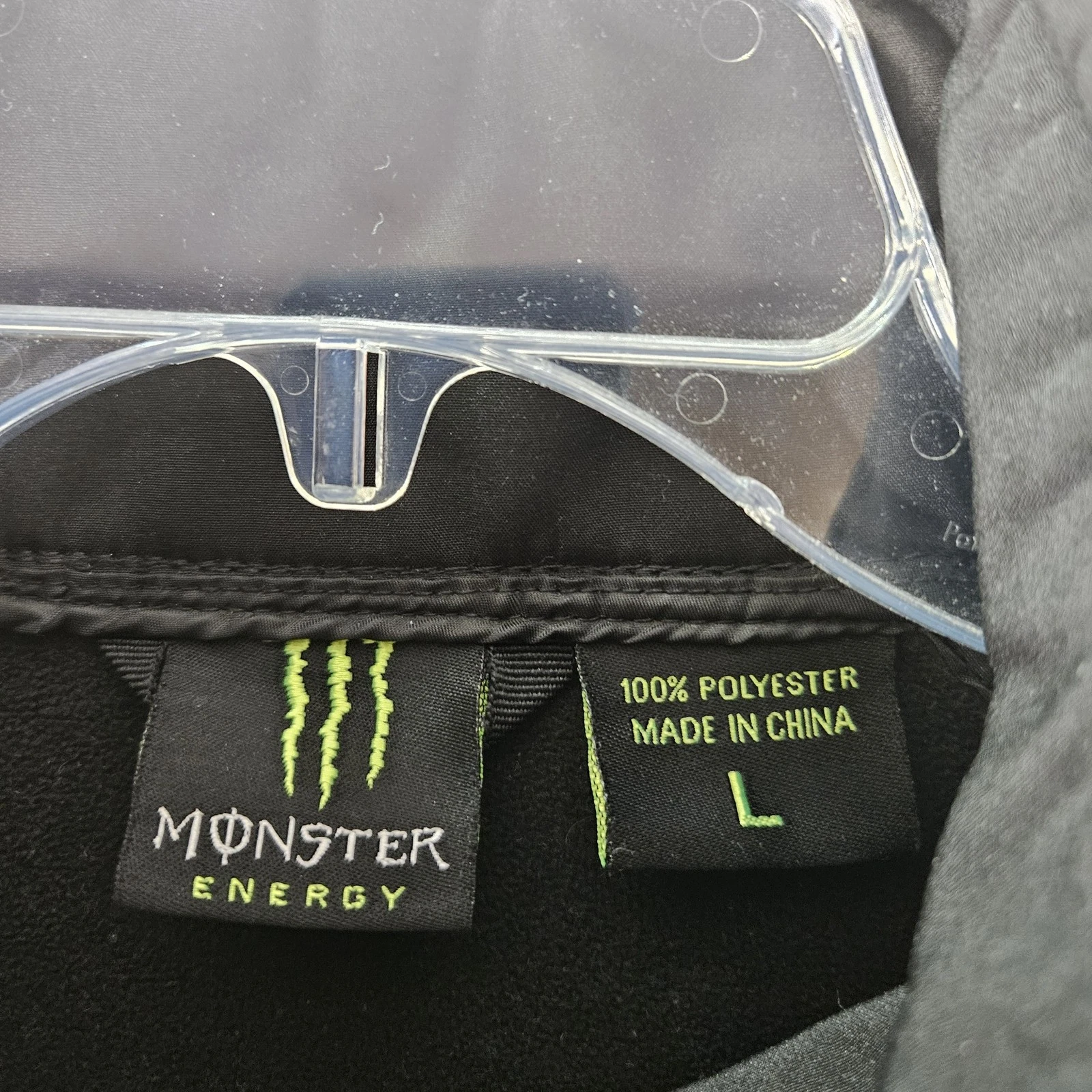 Monster Energy Jacket Mens Large Black Softshell Full Zip Embroidered Logo - product detail image 4