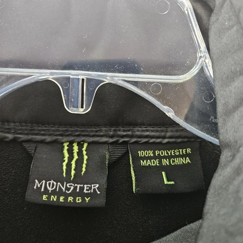 Monster Energy Jacket Mens Large Black Softshell Full Zip Embroidered Logo image 4