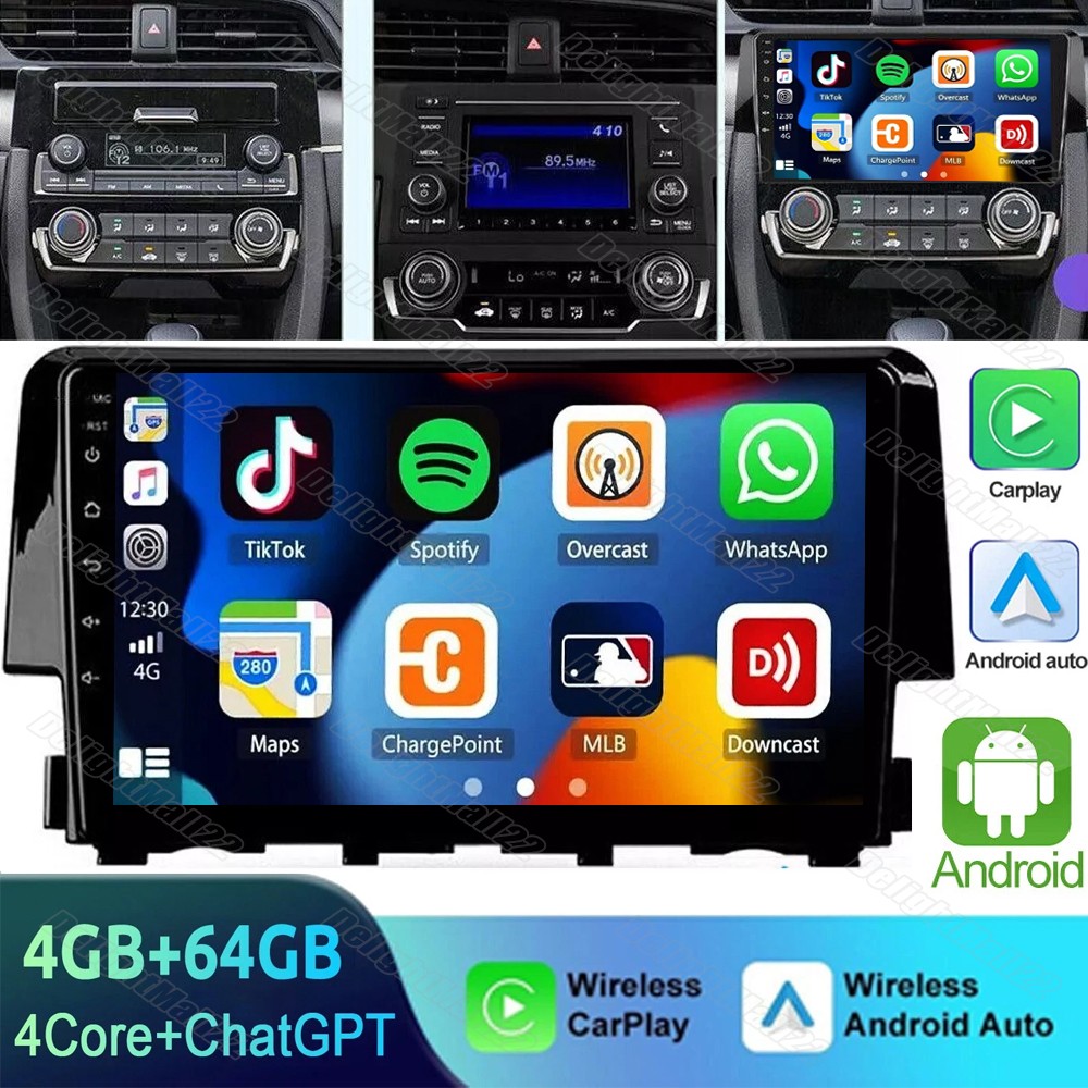 64G Carplay Car Android 13 For Honda Civic 2016-2021 Stereo 