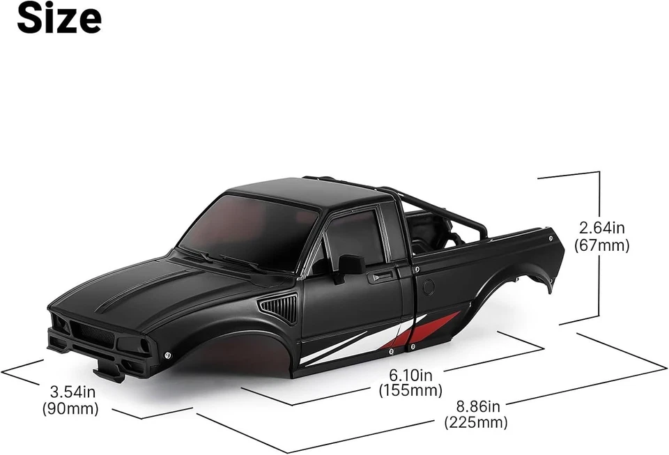 INJORA IR60 Pickup Hard Body Shell with Bed Rack for 1/18 RC Crawler TRX4M Defen - Image 3 of 4