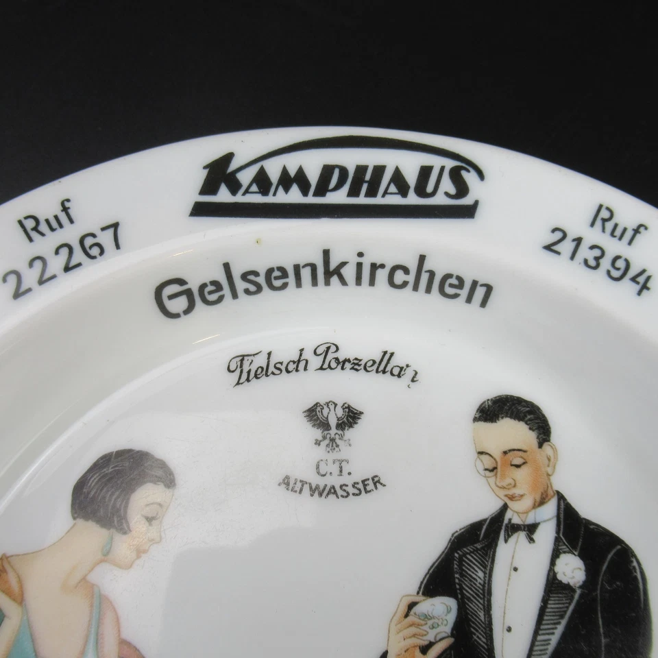 C. T. Tielsch Altwasser Porzellan Aschenbecher Werbung Art Deco 20er 30er Jahre - Bild 3 von 4