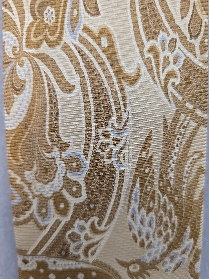 Corbata IKE Behar medallones arabescos dorada y tostada Nueva York alta larga 61 pulgadas X 3,5 pulgadas Foto 2 de 4