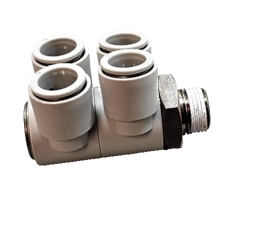 Qty 7 PCS New SMC KQ2ZD12-03NS Push to Connect Fittings BSPT 3/8" Dbl Twin Banjo - Image 2 of 4