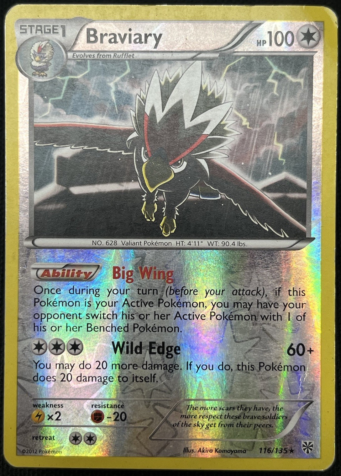 Braviary Rare Reverse Holo Plasma Storm 116/135 MP