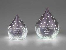 Deko-Tropfen LED Farbglas lila 13 cm  mit Timer und inspirierenden Sprüchen