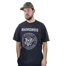 Vintage Ramones Presidential Seal T-Shirt Mens XL Faded Black Punk Rock Band Tee
