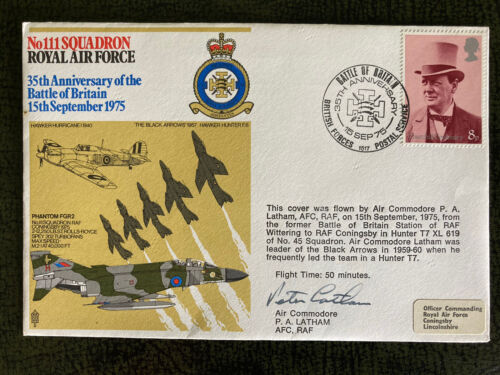 RAF Cover - No.111 Squadron - Signed AVM Peter Latham AFC - Black Arrows Leader - Afbeelding 1 van 3