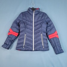 Spyder Women's Puffer Full Zip Mid Weight Stryke Jacket Navy Blue Size S