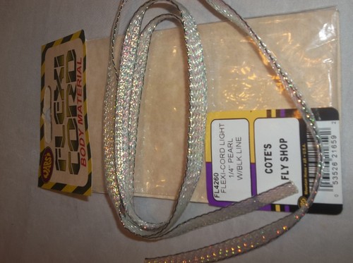 Flexi-Cord Light 1/8" 1/4" 3/8" Holographic Silver, black pearl for Fly Tying - Picture 11 of 11