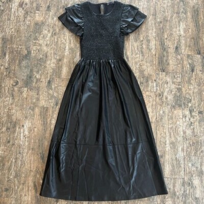 Zara Faux Leather Midi Dress Size XS | eBay