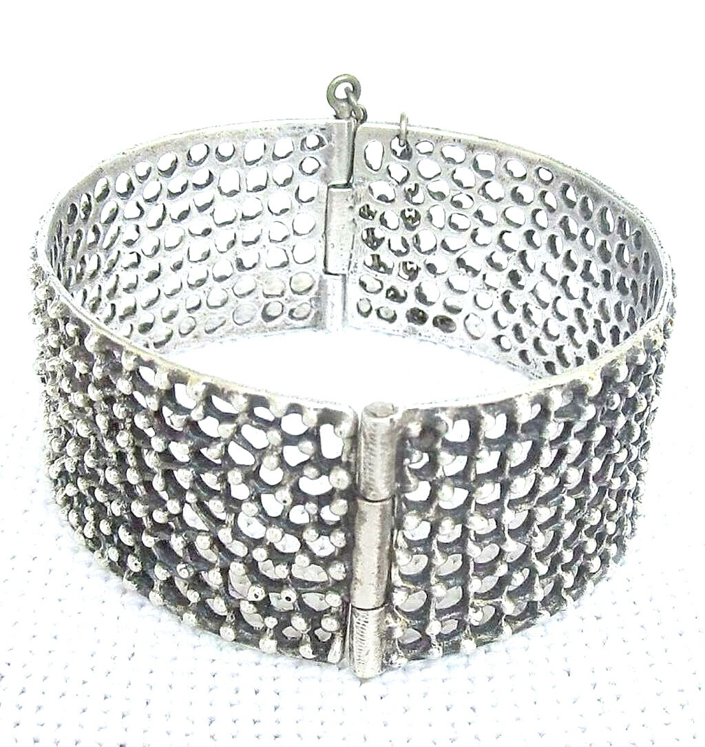Art Deco solid silver sterling pierced bangle bra… - image 1