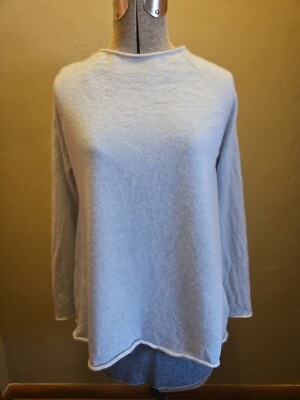 THE ROW Blue Cashmere Silk Sweater Flare Pullover Women s MEDIUM Made In USA