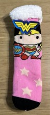 DC Wonder Woman Sherpa Lined Non-Slip Women's Pink Star Slipper Socks - One Size