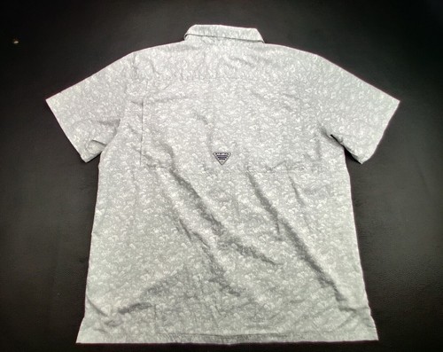 Columbia PFG Omni-Shade Men's XL Grey/White Designs Button Down Fishing Shirt - Picture 8 of 10
